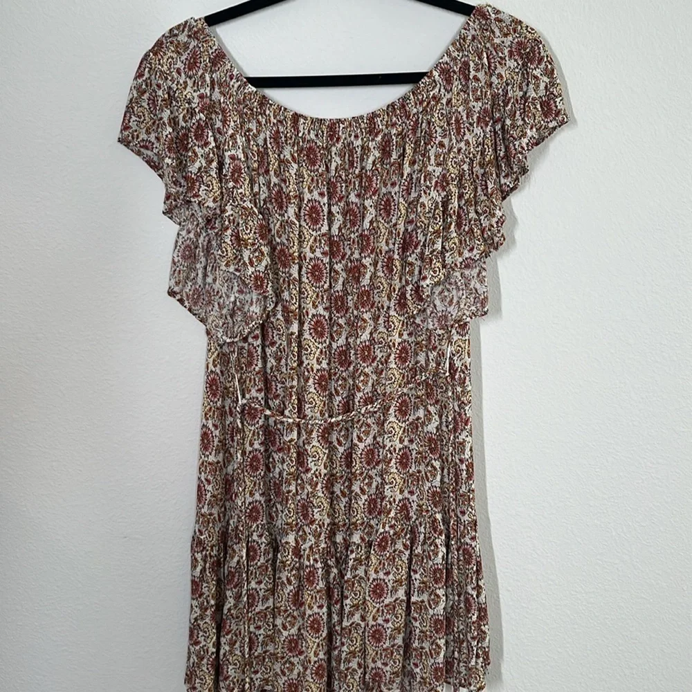 Cynthia Rowley Yellow Floral Print Boho Mini Dress Size M
